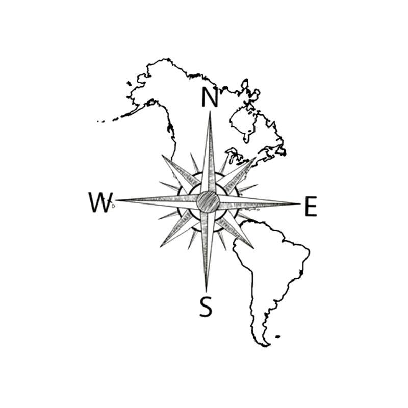 Tatouage éphémère temporaire minimaliste carte du monde boussole world map voyage