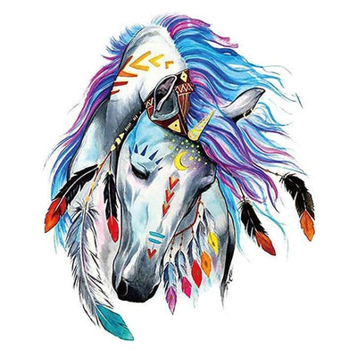 Tatouage éphémère temporaire animaux cheval multicolore plume