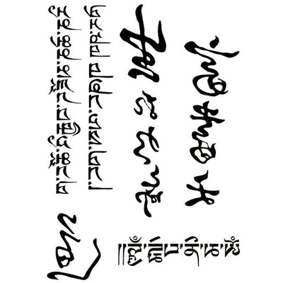 Tatouage éphémère temporaire asiatique écriture chinoise tibétaine lettres phrases