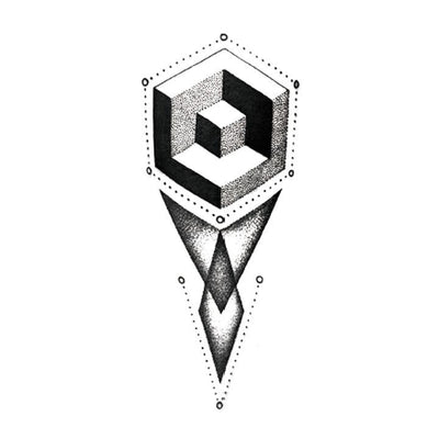 Tatouage éphémère temporaire géométrique cube flèche