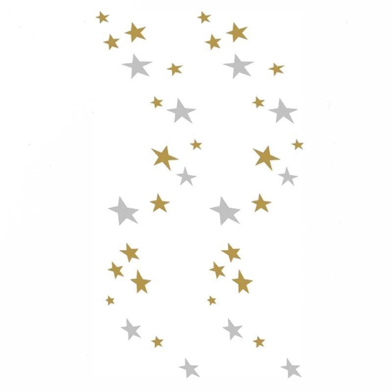 Tatouage éphémère temporaire étoiles dorées argent