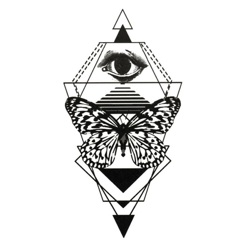 Tatouage éphémère temporaire papillon oeil triangle géométrique