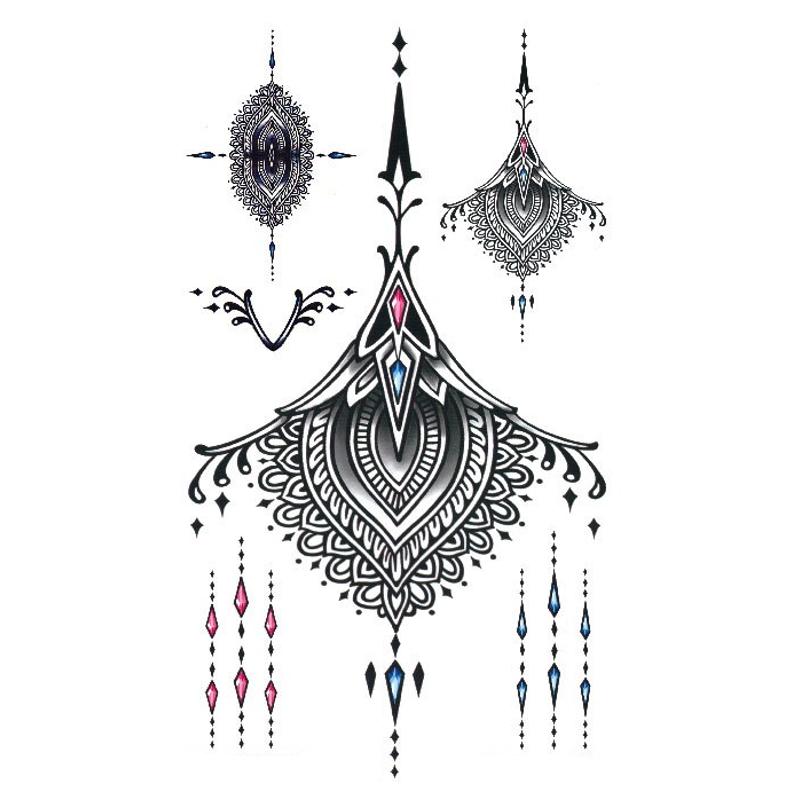 Tatouage éphémère temporaire underboob fleurs diamant