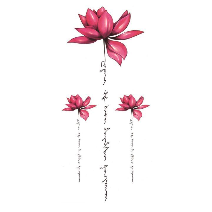 Tatouage éphémère temporaire lotus fleurs rose