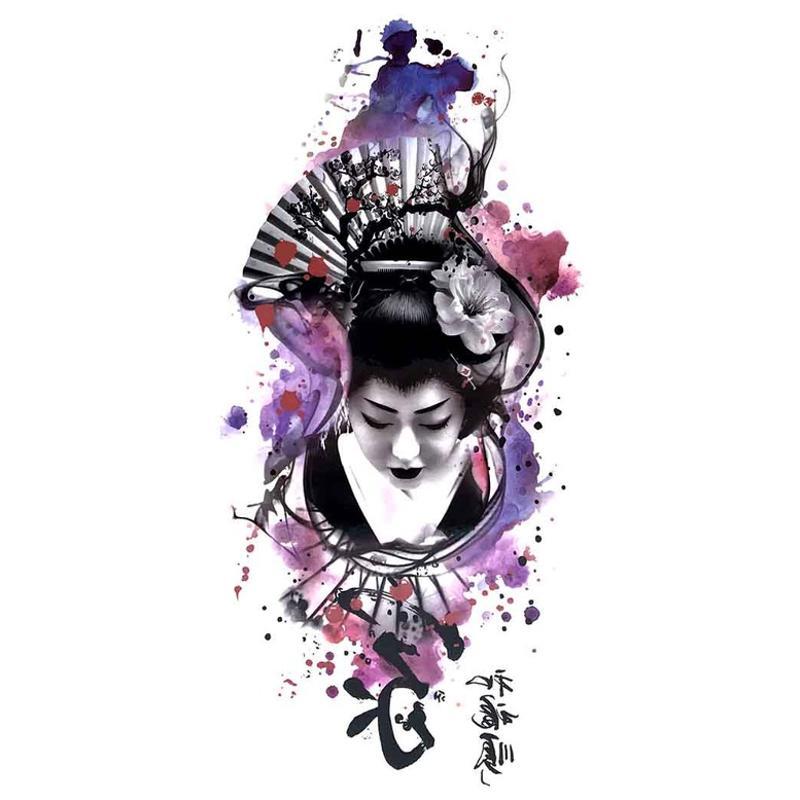 Tatouage éphémère temporaire asiatique femme japonaise geisha