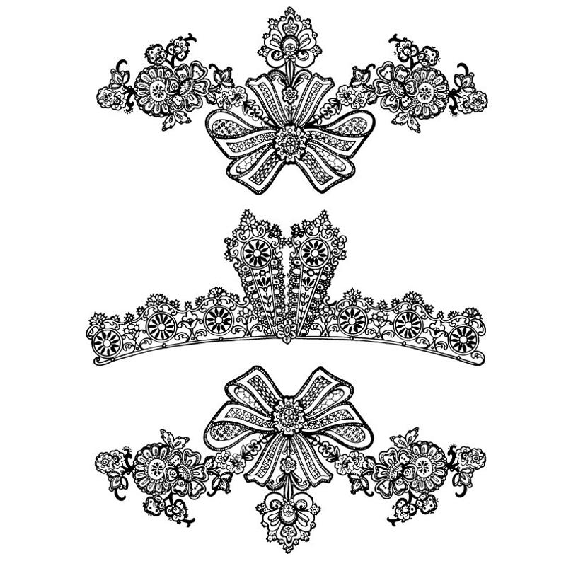 Tatouage éphémère temporaire dentelle noir mariée noeud