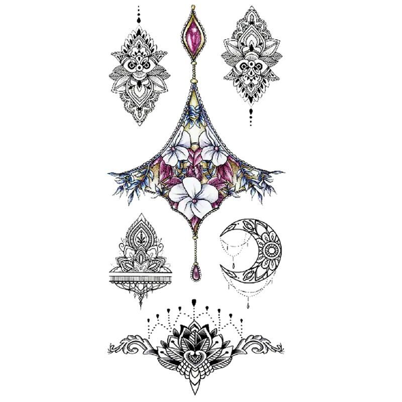 Tatouage éphémère temporaire underboob parure bijoux lotus mandalas