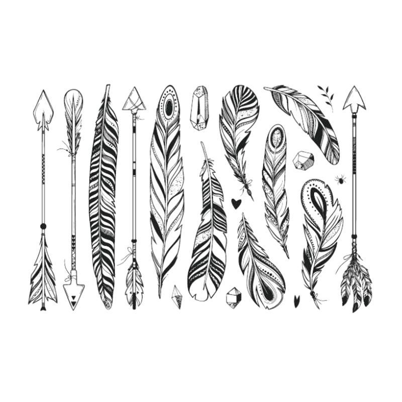 Tatouage éphémère temporaire minimaliste flèche arrow plume