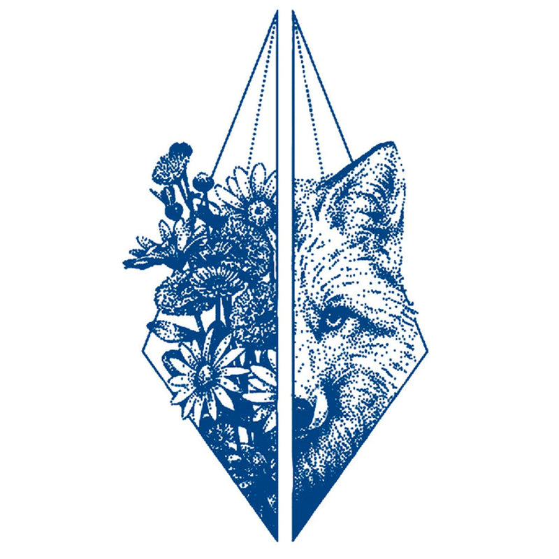 Semi Permanent Tattoo Flower Wolf
