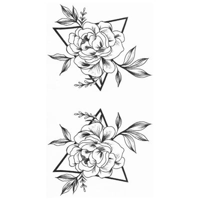 Tatouage éphémère temporaire double rose triangle monochrome
