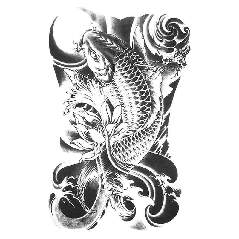 Tatouage éphémère temporaire asiatique poisson symbole chine japon inde