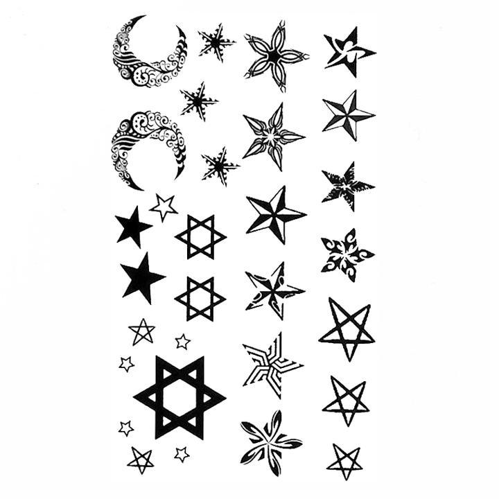 Tatouage éphémère temporaire étoiles de David lunes