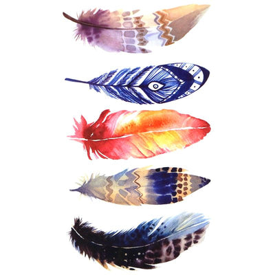 Tatouage éphémère temporaire plumes multicolore
