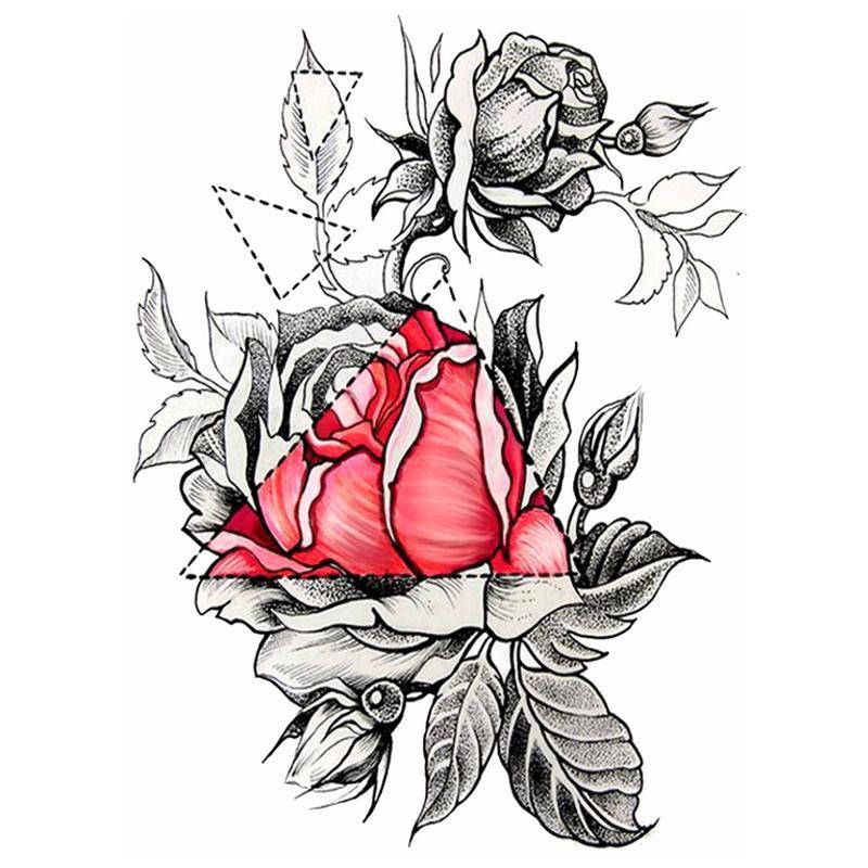 Tatouage éphémère temporaire rose monochrome triangle