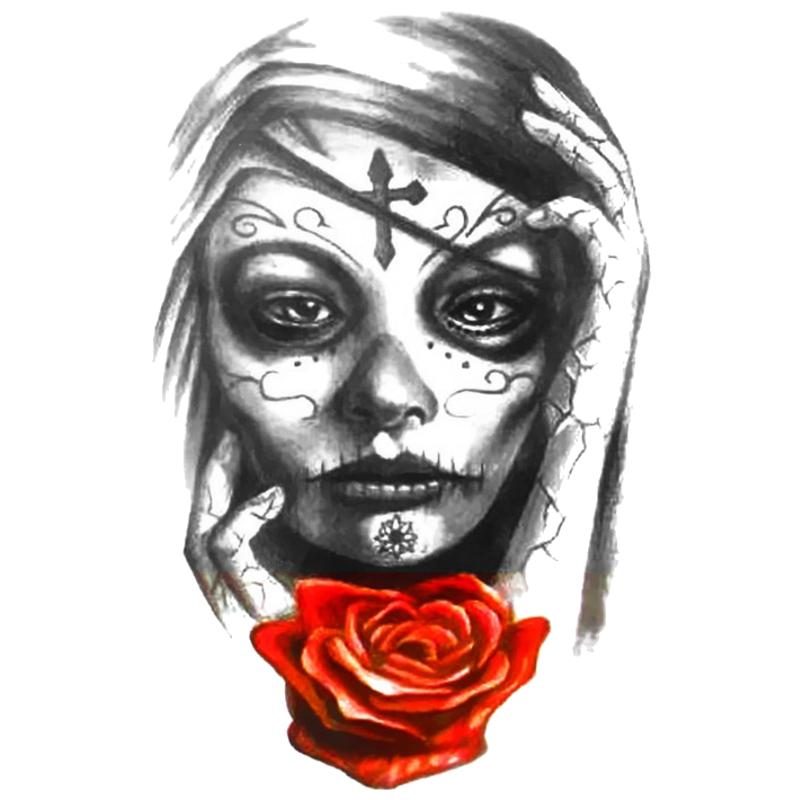 Tatouage éphémère temporaire girls femme rose croix suture