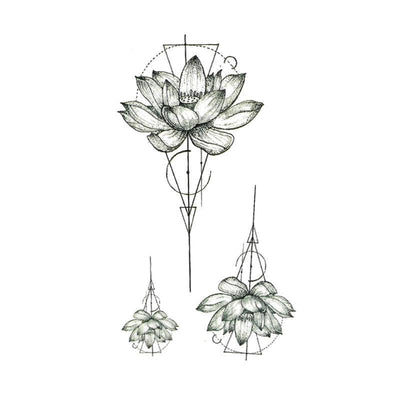 Tatouage éphémère temporaire lotus géométrique