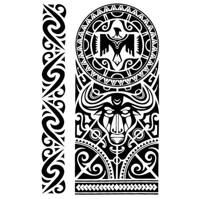 Tatouage éphémère temporaire maorie totem oiseau taureau motifs tribal