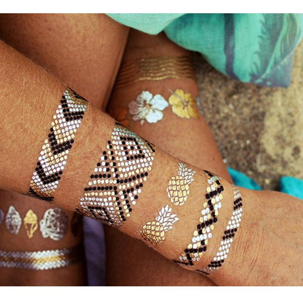 Tatouage éphémère temporaire doré argent céramique bracelets bijoux