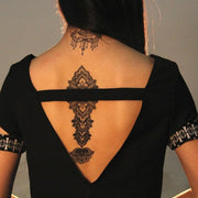 Tatouage éphémère temporaire henné dentelle noire lotus bijoux