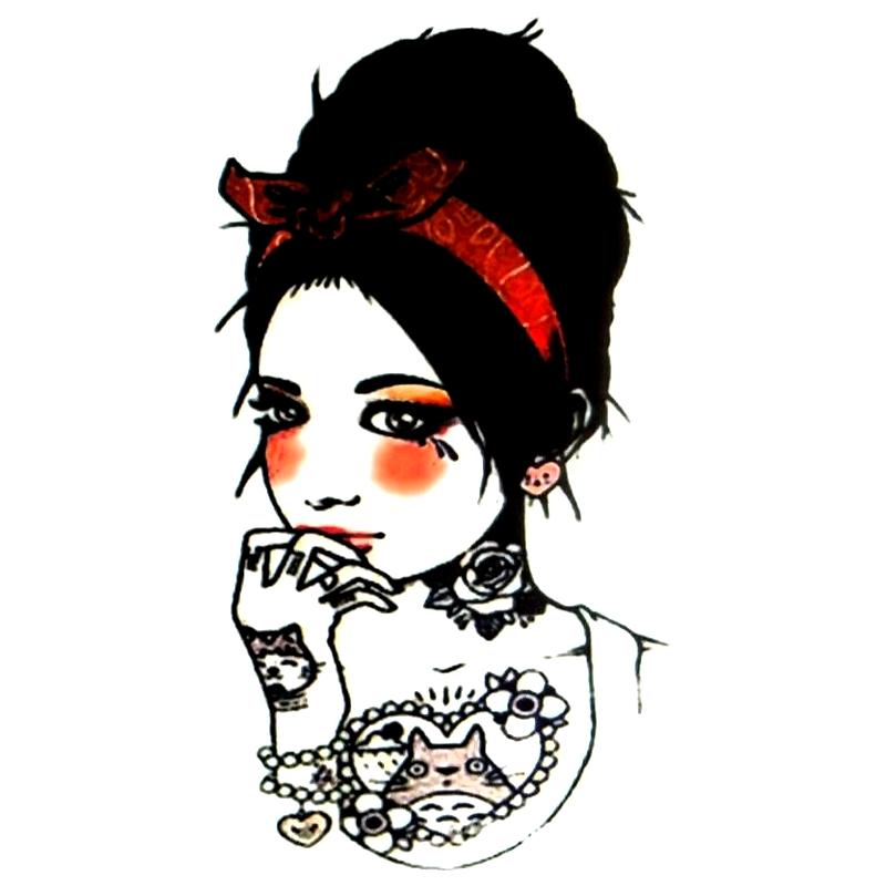 Tatouage éphémère temporaire girls femme vintage